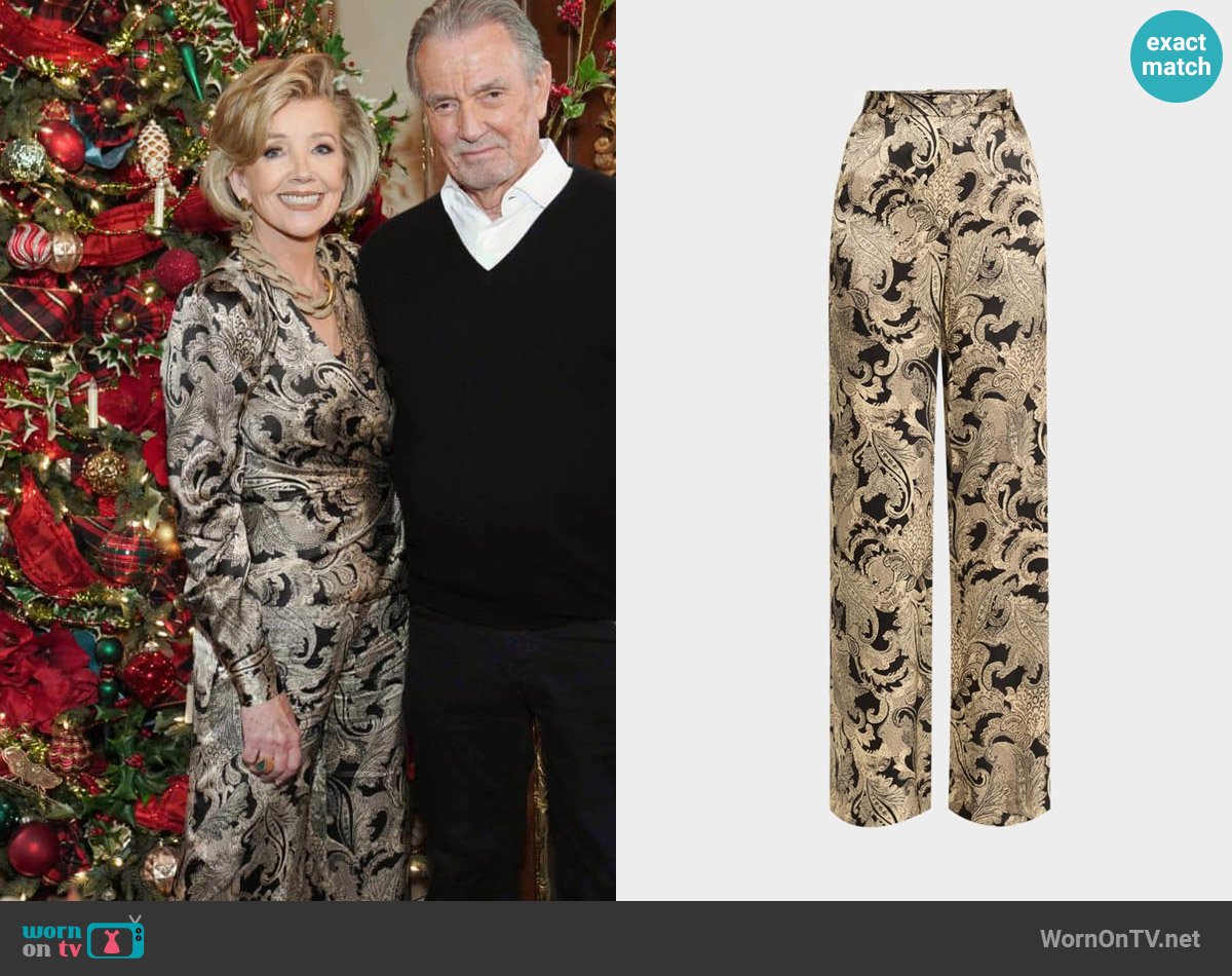 L'Agence Pilar Wide-Leg Pants worn by Nikki Reed Newman (Melody Thomas-Scott) on The Young and the Restless