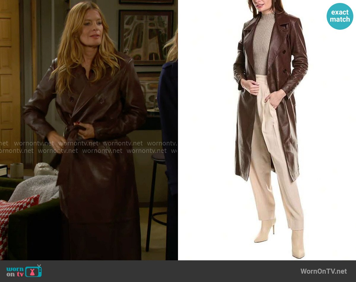 LaMarque Erma Leather Coat worn by Phyllis Summers (Michelle Stafford) on The Young and the Restless