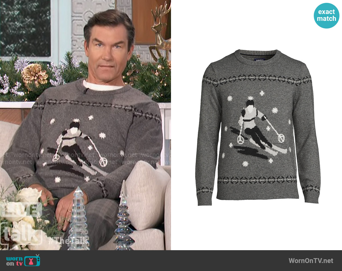 Lands End Lighthouse Skier Sweater worn by Jerry O'Connell on The Talk