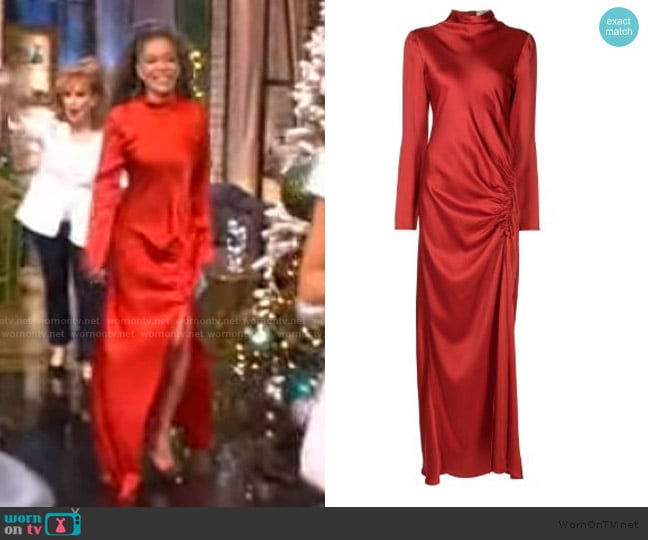 LaPointe Ruched-detail satin gown worn by Sunny Hostin on The View