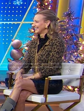 Lara’s beige leopard cardigan on Good Morning America