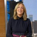 Lara’s navy top and pink floral skirt on Good Morning America