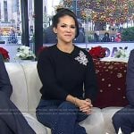 Laura’s black embellished sweater and jeans on Today