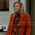 Laura’s orange blazer with zips on General Hospital