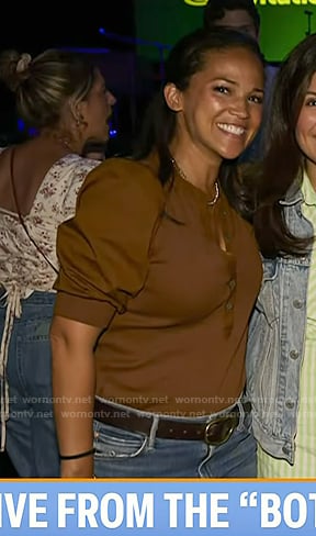 Laura's brown puff sleeve top on Today