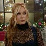 Lauren’s black lace top and pinstripe bustier top on The Young and the Restless