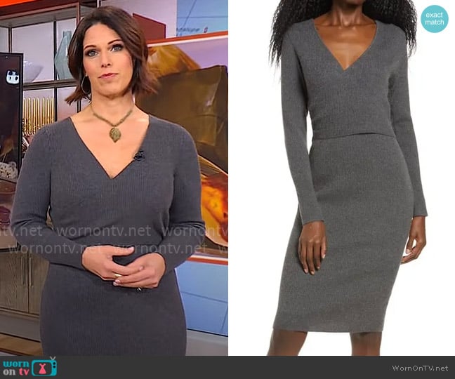 Leith Wrap It Up Sweater Dress worn by Dana Jacobson on CBS Mornings