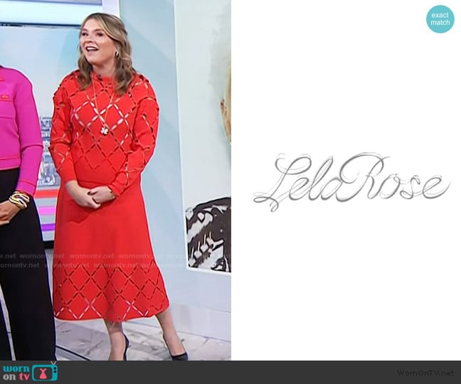 Lela Rose Slash Cutout Long-Sleeve Sweater worn by Jenna Bush Hager on Today