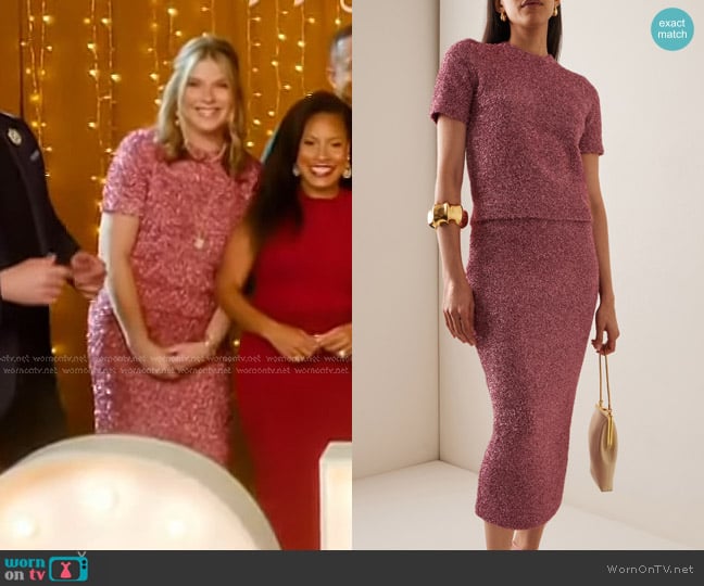 Lela Rose Tinsel Knitted T-Shirt and Skirt worn by Jenna Bush Hager on Today