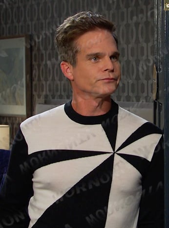 Leo's black and white print sweater on Days of our Lives