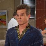 Leo’s green print shirt and blue cardigan on Days of our Lives