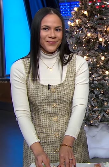 Leslie Corona's metallic tweed dress on Good Morning America