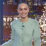 Lily-Rose Depp’s green tweed jacket on The Kelly Clarkson Show