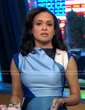 Linsey's blue colorblock dress on Good Morning America