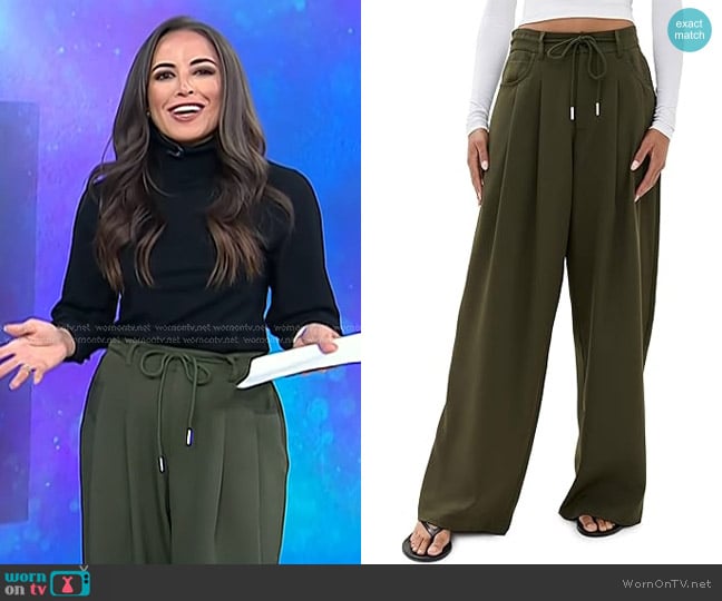 Lioness Slouched Tie Up Pants in Army Green worn by Kaylee Hartung on Today