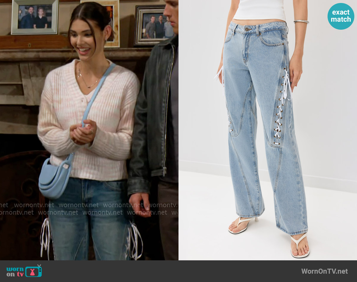 Lioness Dollhouse Jeans worn by Electra Forrester (Laneya Grace) on The Bold and the Beautiful