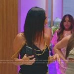 Lida’s black chain embellished top and skirt on The Real Housewives of Salt Lake City