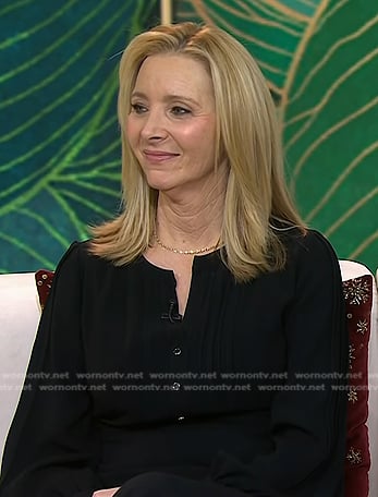 Lisa Kudrow’s black long sleeve midi dress on Today