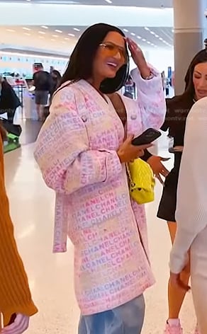 Lisa's pink logo print coat on The Real Housewives of Salt Lake City