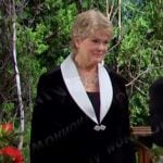 Liz’s black contrast collar velvet jacket on Days of our Lives