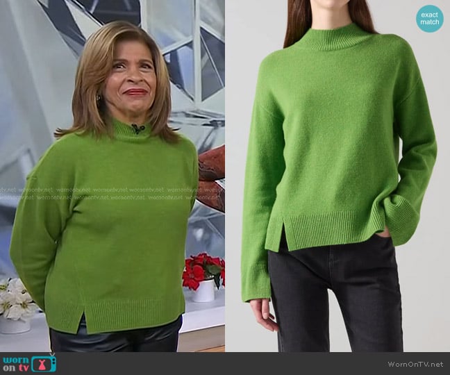 LK Bennett Zoe Mock Neck Sweater in Green worn by Hoda Kotb on Today