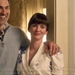 Lois’s white and blue floral belted dress on Superman and Lois