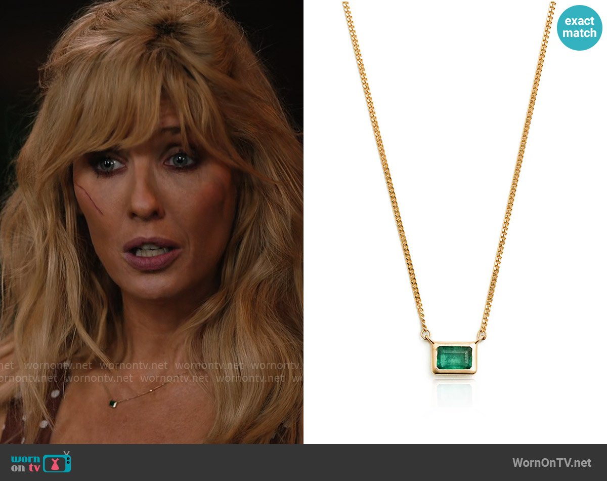 Loren Stewart Emerald Cut Bezel Necklace worn by Beth Dutton (Kelly Reilly) on Yellowstone