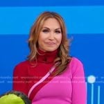 Lori’s pink colorblock turtle neck sweater on Good Morning America