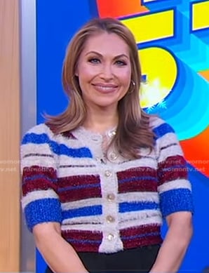 Lori's striped short sleeve cardigan on Good Morning America