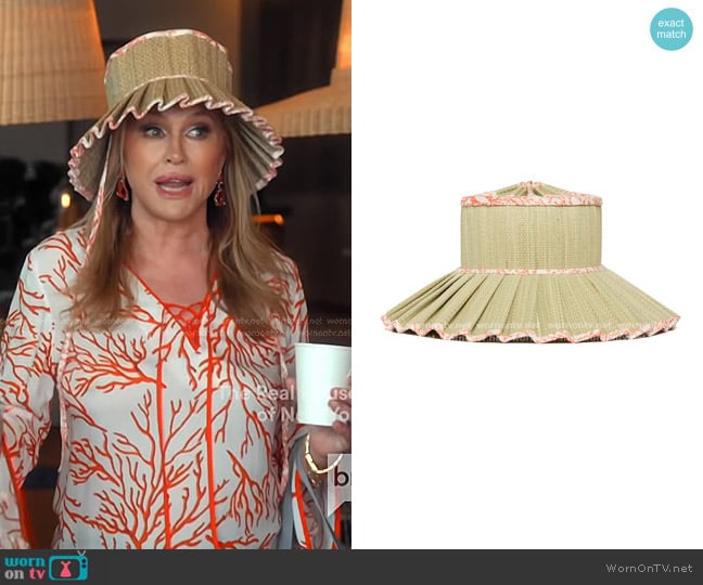 Lorna Murray Luxe Capri Hat in Coral worn by Kathy Hilton on The Real Housewives of Beverly Hills