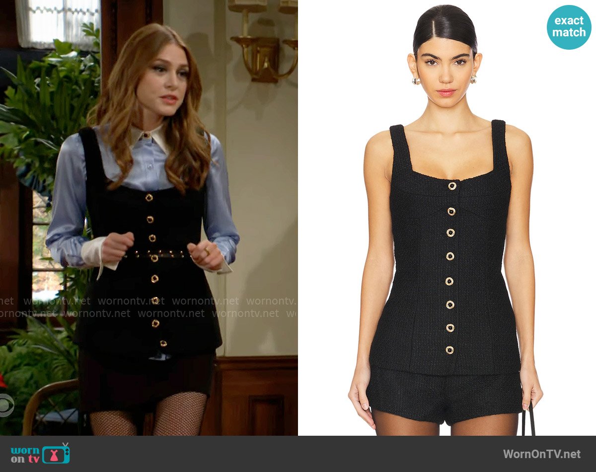 Lovers + Friends Jacquie Tweed Top worn by Claire Grace (Hayley Erin) on The Young and the Restless