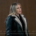 Lulu’s leather jacket with fleece lining on General Hospital