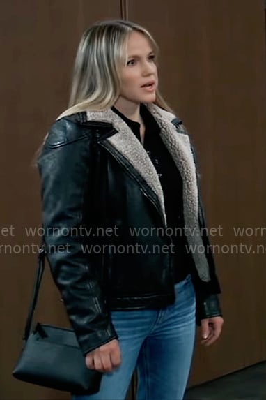 Lulu's leather jacket with fleece lining on General Hospital