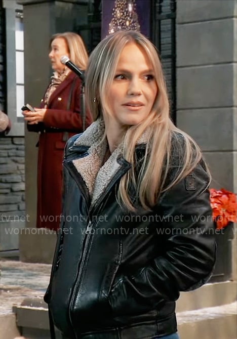 Lulu's leather jacket with fleece lining on General Hospital