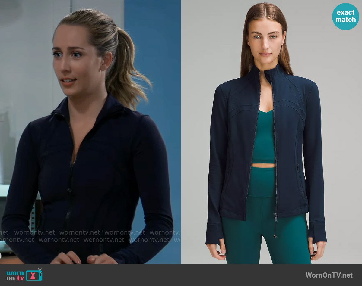 Lululemon Define Jacket in True Navy worn by Josslyn Jacks (Eden McCoy) on General Hospital