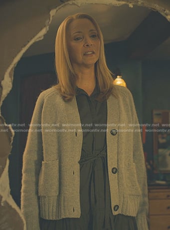 Lydia’s gray knit cardigan on No Good Deed