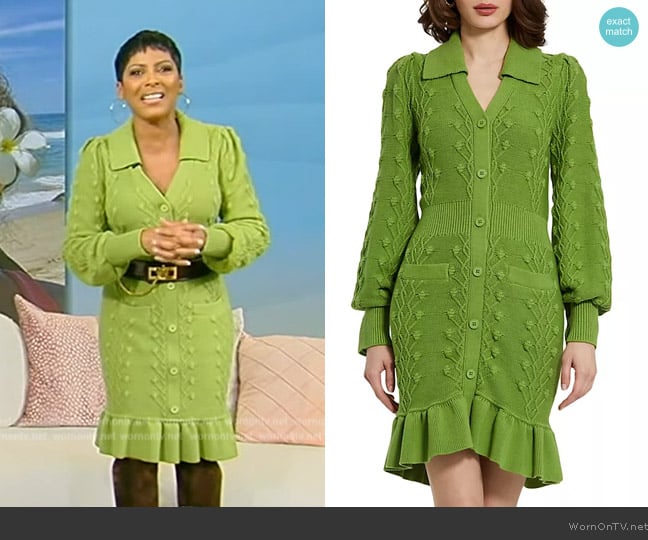 Mac Duggal Cotton Bobble-Knit Minidress worn by Tamron Hall on Tamron Hall Show