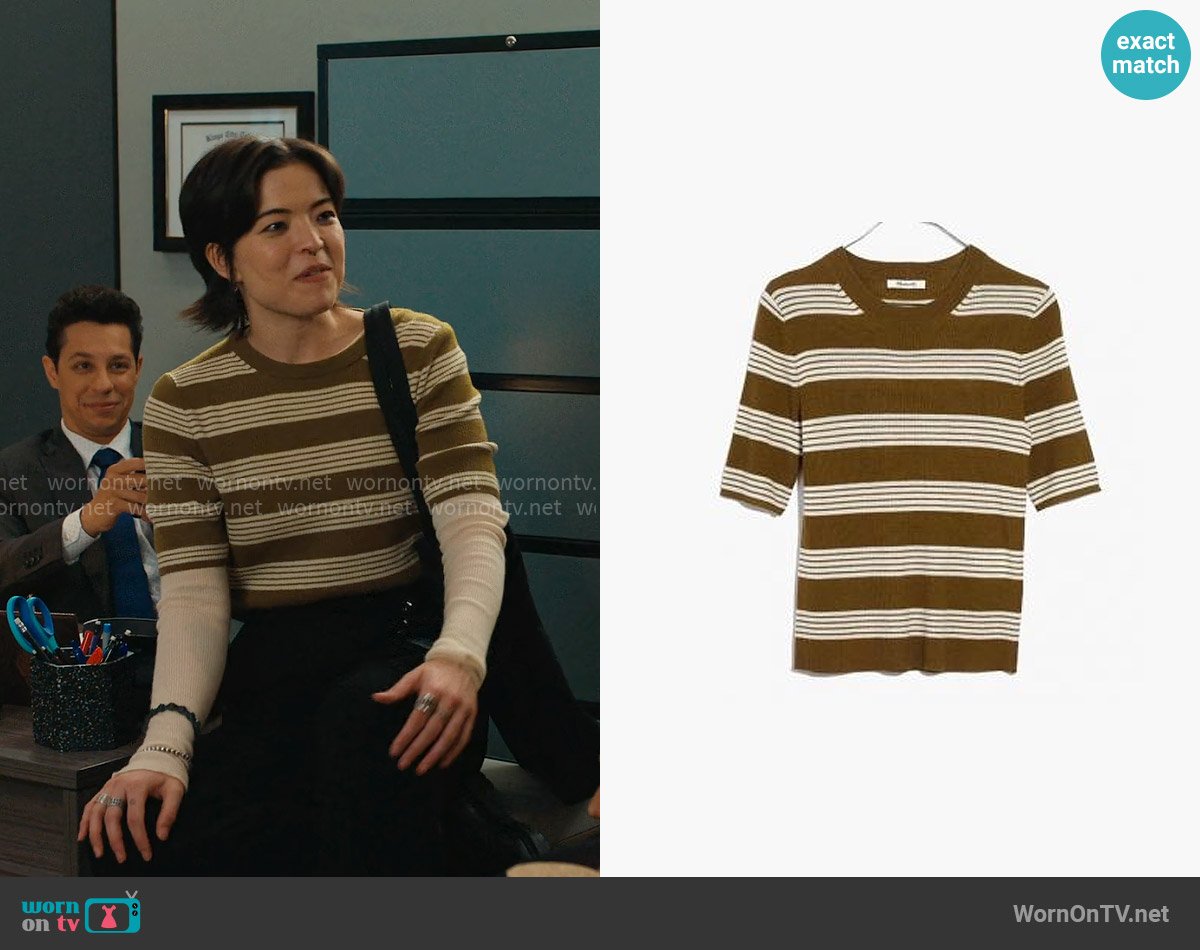 Madewell Ribbed Sweater Top in Bennett Stripe worn by Kira Yu (Piper Curda) on Matlock