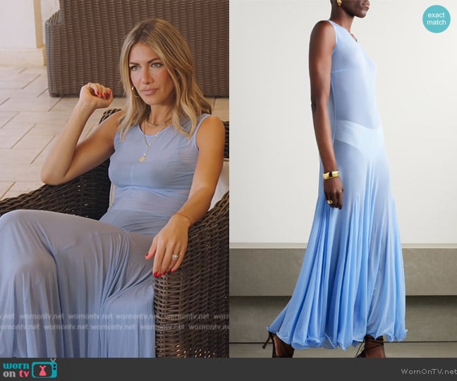 Magda Butrym Pleated jersey maxi dress worn by Erin Lichy on The Real Housewives of New York City