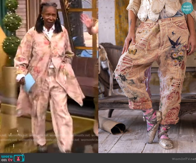 Magnolia Pearl Jacquard Applique Miner Denims worn by Whoopi Goldberg on The View