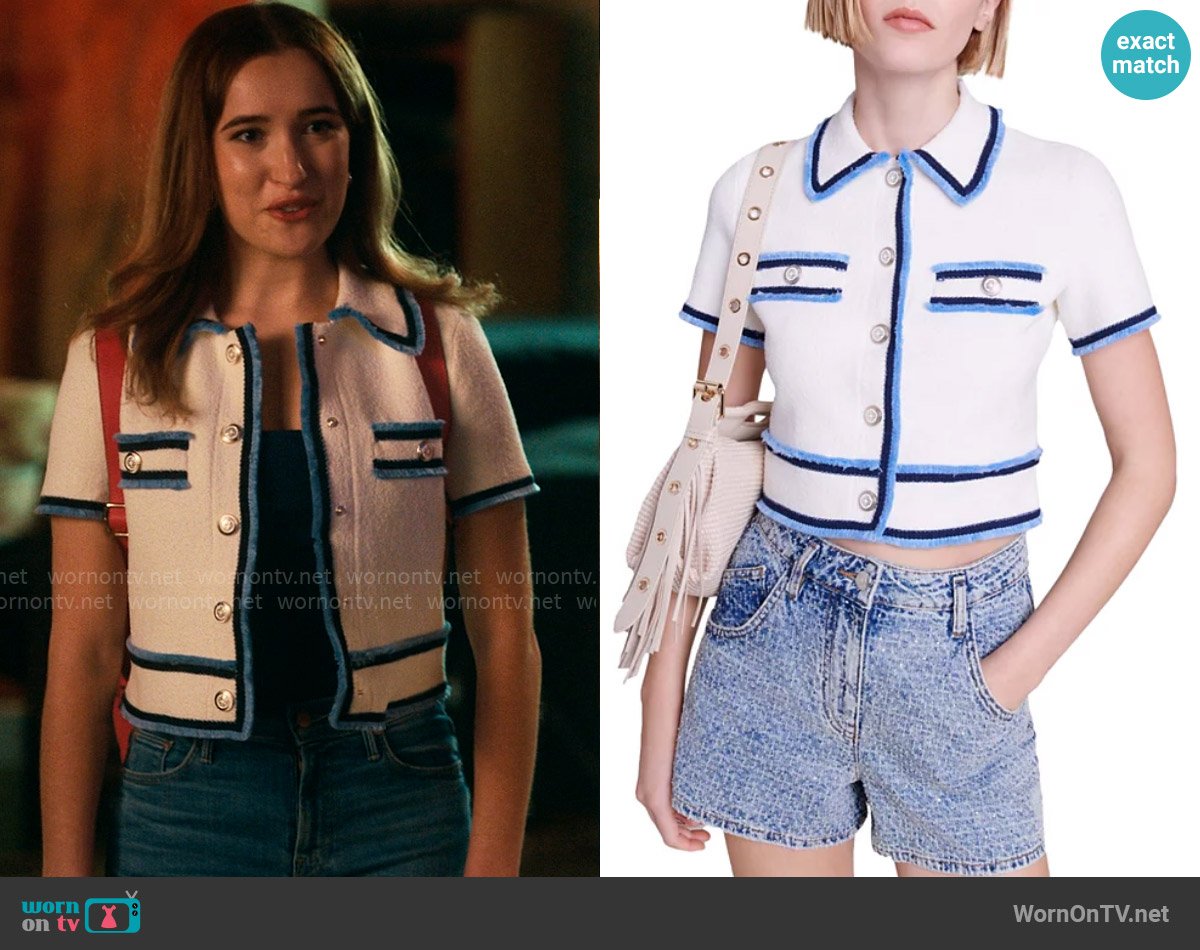 Maje Mirsala Cardigan worn by Kacey (Gracie Lawrence) on The Sex Lives of College Girls