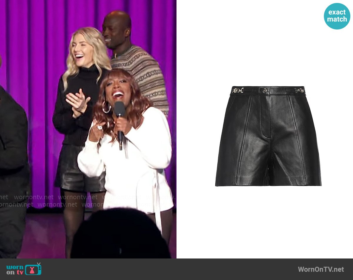 Maje Tailored Horse bit Leather Shorts worn by Amanda Kloots on The Talk