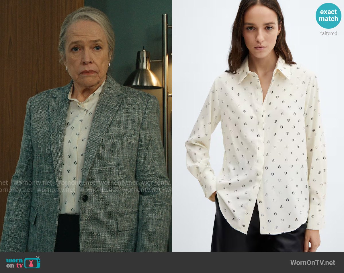 Mango Regular Flowy Shirt in Vanilla worn by Madeline Matlock (Kathy Bates) on Matlock