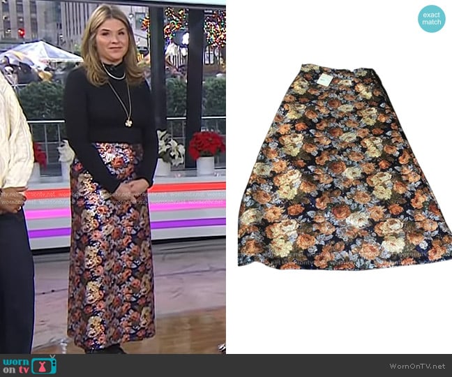 Manoush Sequin Roses Skirt in Encre worn by Jenna Bush Hager on Today