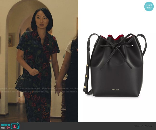 Mansur Gavriel Mini Leather Bucket Bag worn by Sarah Weber (Poppy Liu) on No Good Deed