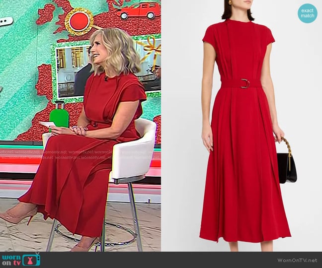 Mantu Belted Cap-sleeve Pintuck Midi Dress worn by Misty Belles on Today