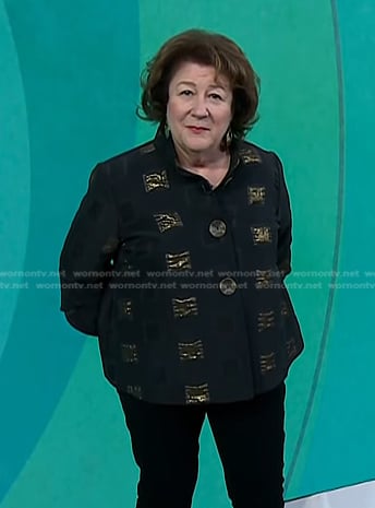 Margo Martindale's black and gold jacket on Today