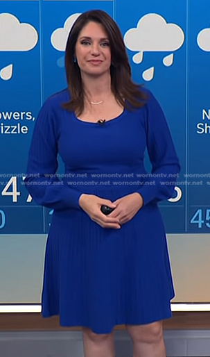 Maria’s blue ribbed square neck knit dress on Today