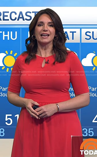 Maria's red keyhole dress on Today