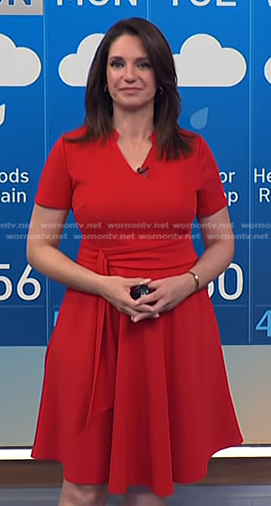 Maria's red tie waist midi dress on Today